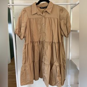 Worn once! Zara Tan Mini Button Down. Size M.